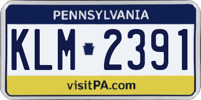 PA license plate KLM2391