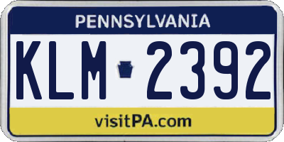PA license plate KLM2392