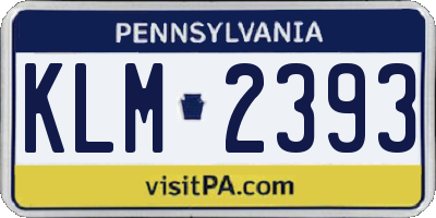 PA license plate KLM2393