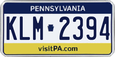 PA license plate KLM2394