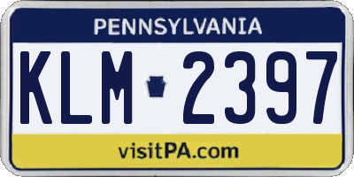 PA license plate KLM2397