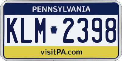 PA license plate KLM2398