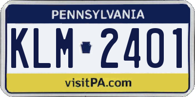 PA license plate KLM2401