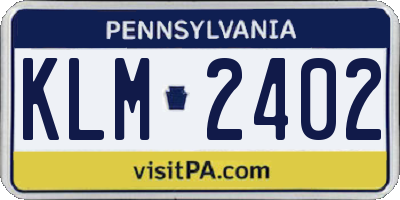 PA license plate KLM2402