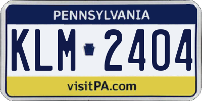 PA license plate KLM2404