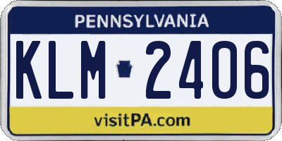 PA license plate KLM2406