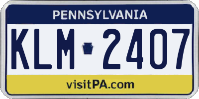 PA license plate KLM2407