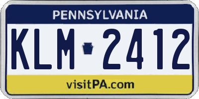 PA license plate KLM2412