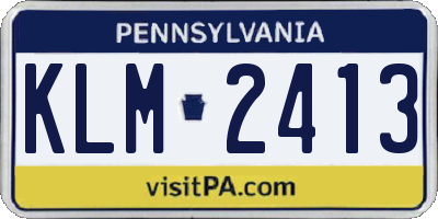 PA license plate KLM2413
