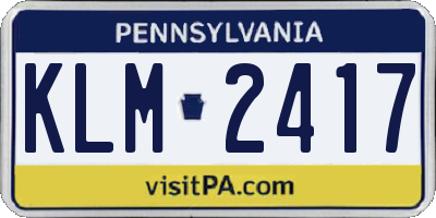 PA license plate KLM2417