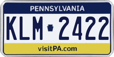 PA license plate KLM2422