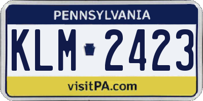 PA license plate KLM2423