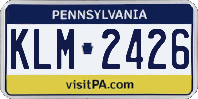 PA license plate KLM2426