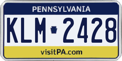 PA license plate KLM2428