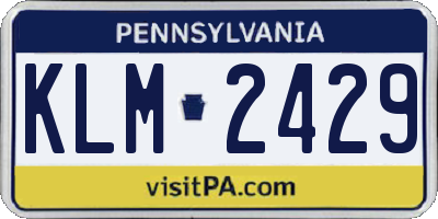 PA license plate KLM2429