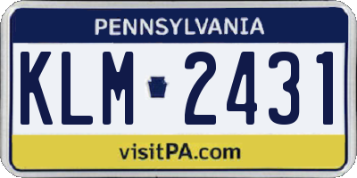 PA license plate KLM2431
