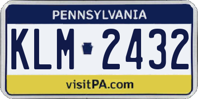 PA license plate KLM2432