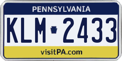 PA license plate KLM2433