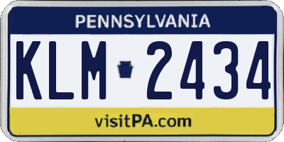 PA license plate KLM2434