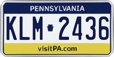 PA license plate KLM2436