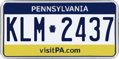 PA license plate KLM2437