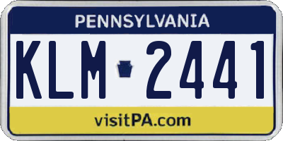 PA license plate KLM2441