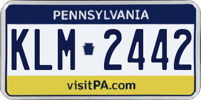PA license plate KLM2442
