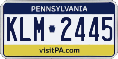 PA license plate KLM2445