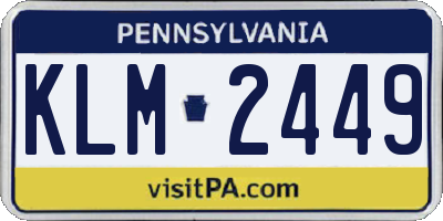 PA license plate KLM2449