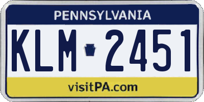 PA license plate KLM2451