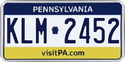 PA license plate KLM2452