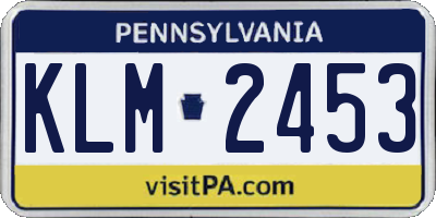 PA license plate KLM2453