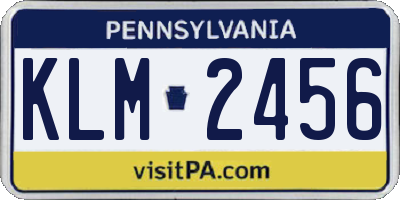 PA license plate KLM2456