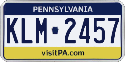 PA license plate KLM2457