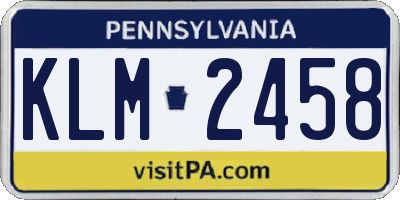 PA license plate KLM2458