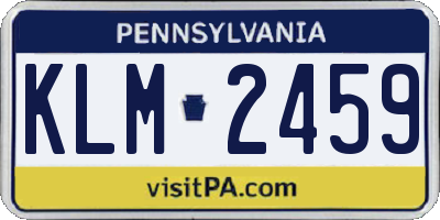 PA license plate KLM2459