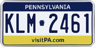 PA license plate KLM2461