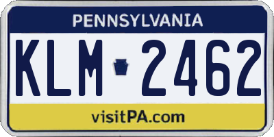 PA license plate KLM2462