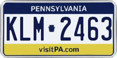 PA license plate KLM2463