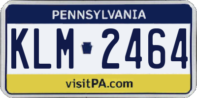 PA license plate KLM2464
