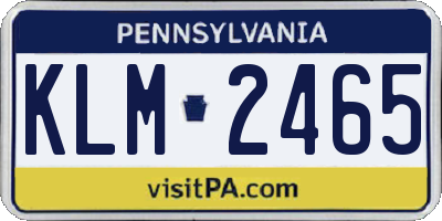 PA license plate KLM2465