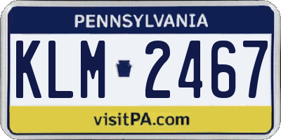 PA license plate KLM2467