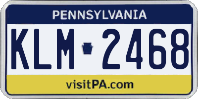 PA license plate KLM2468