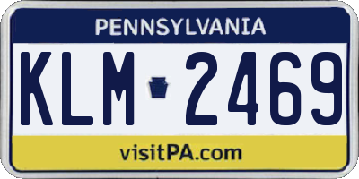PA license plate KLM2469