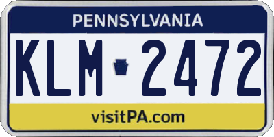 PA license plate KLM2472