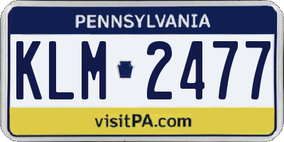 PA license plate KLM2477