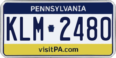 PA license plate KLM2480