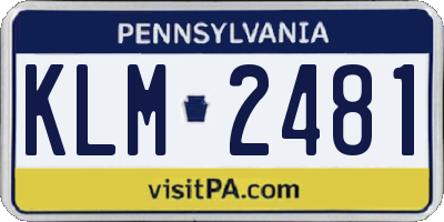 PA license plate KLM2481