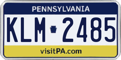 PA license plate KLM2485