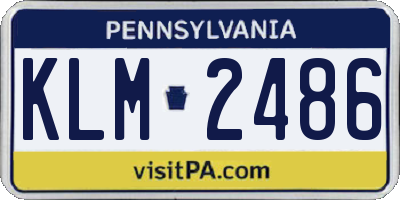 PA license plate KLM2486